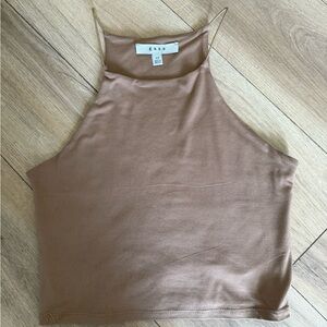 Gaze Brown Fitted Crop Tank Top